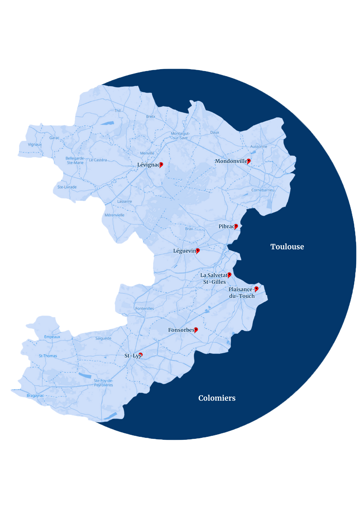 Antennes 1 Carte des antennes de L'association siège social à Pibrac